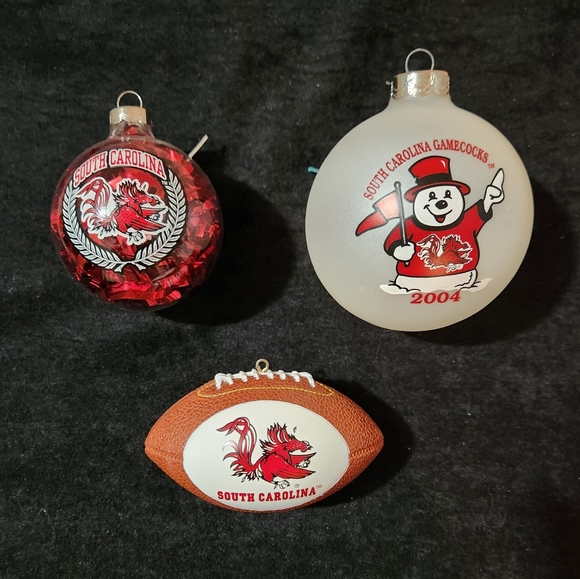 University of South Carolina Christmas Glass Ornaments,  bundle of 3 - Picture 1 of 5